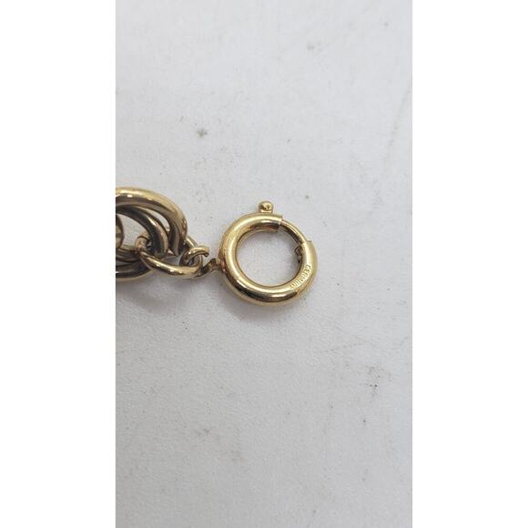 Vintage German Gold Chain Bracelet & Spinning Cameo Amber Glass Intaglio - Picture 3 of 10